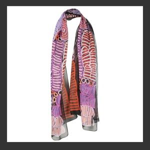 COPY - Outstations Aboriginal Art Pure Silk Chiffon Scarf -Bush Melon by Betty …